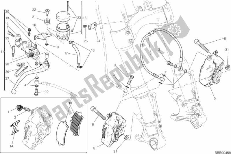 Todas as partes de Sistema De Freio Dianteiro do Ducati Monster 1200 S USA 2015